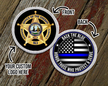Custom Logo Back The Blue Challenge Coin