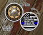 Blessed Are The Peacemakers Blue Line Challenge Coin with Personalized Logo