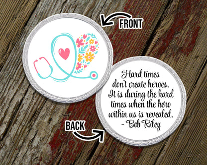 Floral Stethoscope Challenge Coin