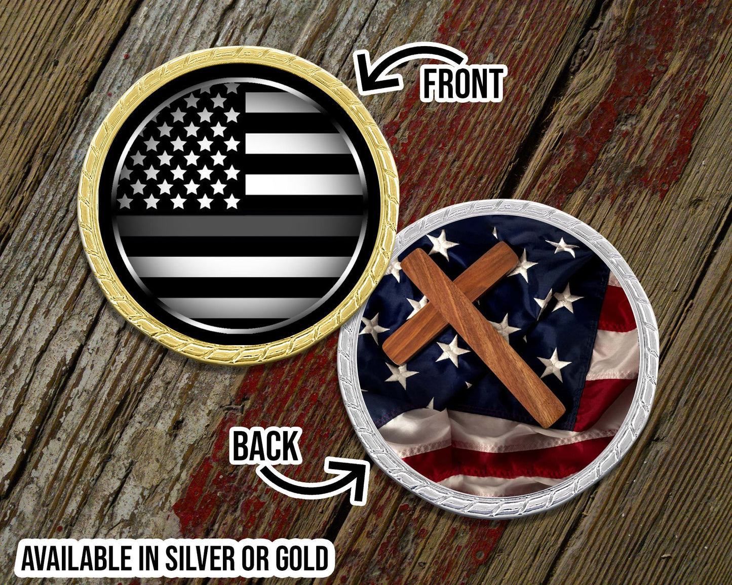 Thin Silver Line with Cross Challenge Coin