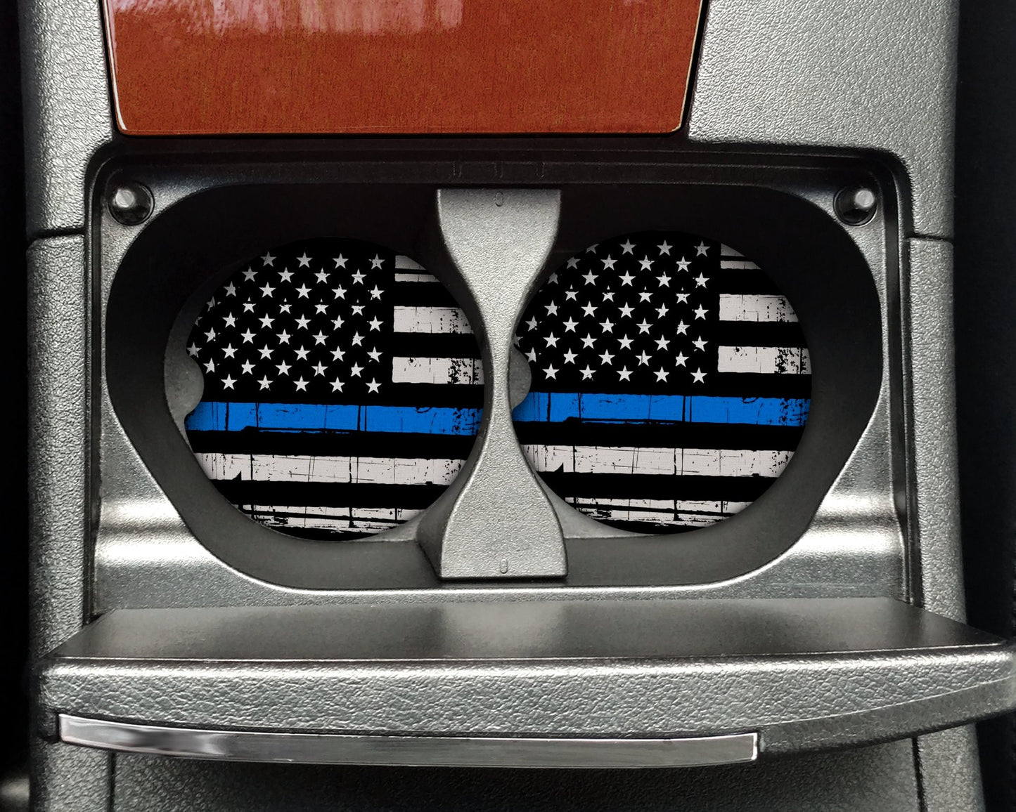 Thin Blue Line Flag Distressed Car Coaster