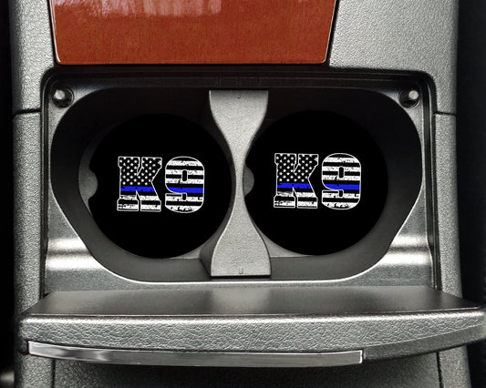 Thin Blue Line K9 Flag Distressed Car Coaster