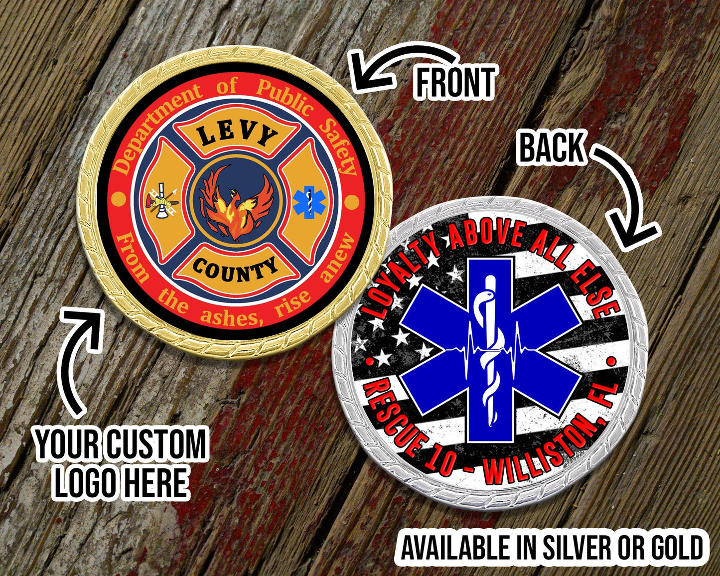 Custom Logo Star of Life Challenge Coin