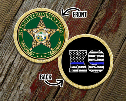 Custom Logo Blue Line K9 Challenge Coin