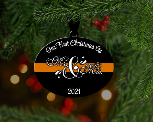 New Couple Thin Orange Line Christmas Ornament