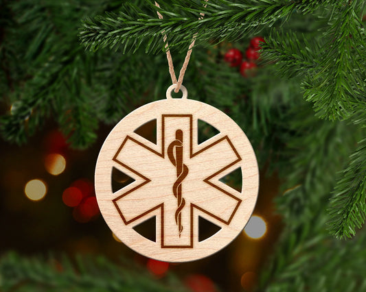 Star of Life Wood Christmas Ornament
