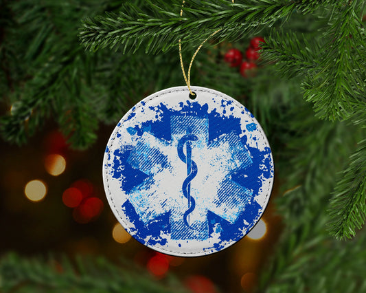 Star of Life Splatter Christmas Ornament