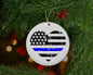 Thin Blue Line Heart Flag Christmas Ornament