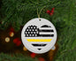 Thin Yellow Line Heart Flag Christmas Ornament