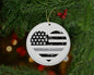 Thin Silver Line Heart Flag Christmas Ornament