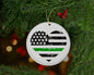 Thin Green Line Heart Flag Christmas Ornament