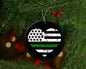 Thin Green Line Heart Flag Christmas Ornament