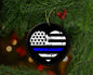 Thin Blue Line Heart Flag Christmas Ornament