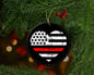 Thin Red Line Heart Flag Christmas Ornament