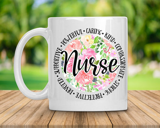 Floral Nurse Coffee Mug