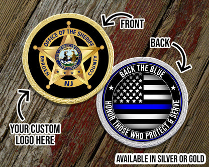 Custom Logo Back The Blue Challenge Coin