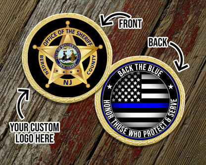 Custom Logo Back The Blue Challenge Coin