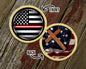 Thin Red White Line with Cross Challenge Coin
