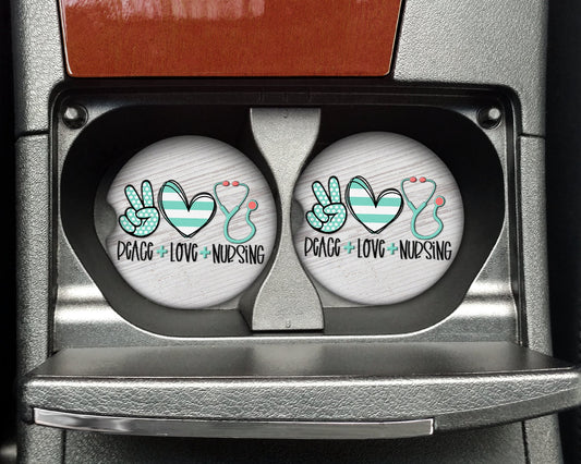Peace Love & Nursing Neoprene Car Coaster