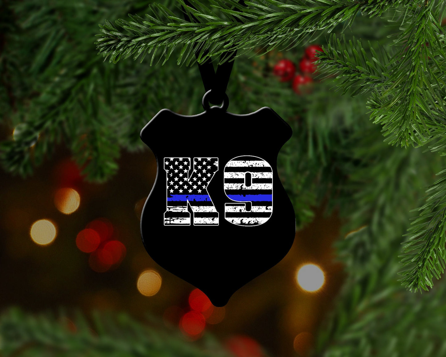 Police Shield K9 Christmas Ornament
