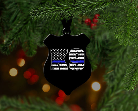 Police Shield K9 Christmas Ornament