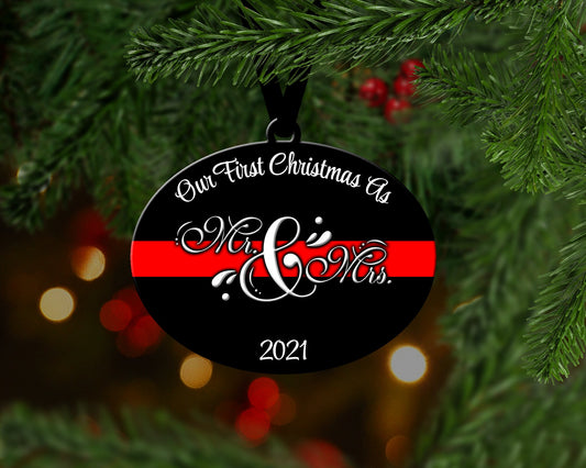 New Couple Thin Red Line Christmas Ornament