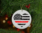 Thin Red Line Heart Flag Christmas Ornament