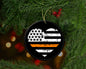 Thin Orange Line Heart Flag Christmas Ornament