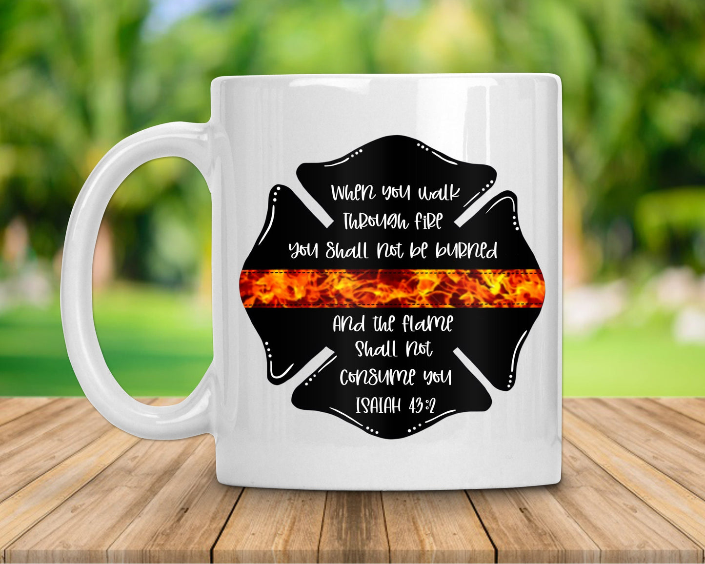 Maltese Cross with Flames Coffee Mug