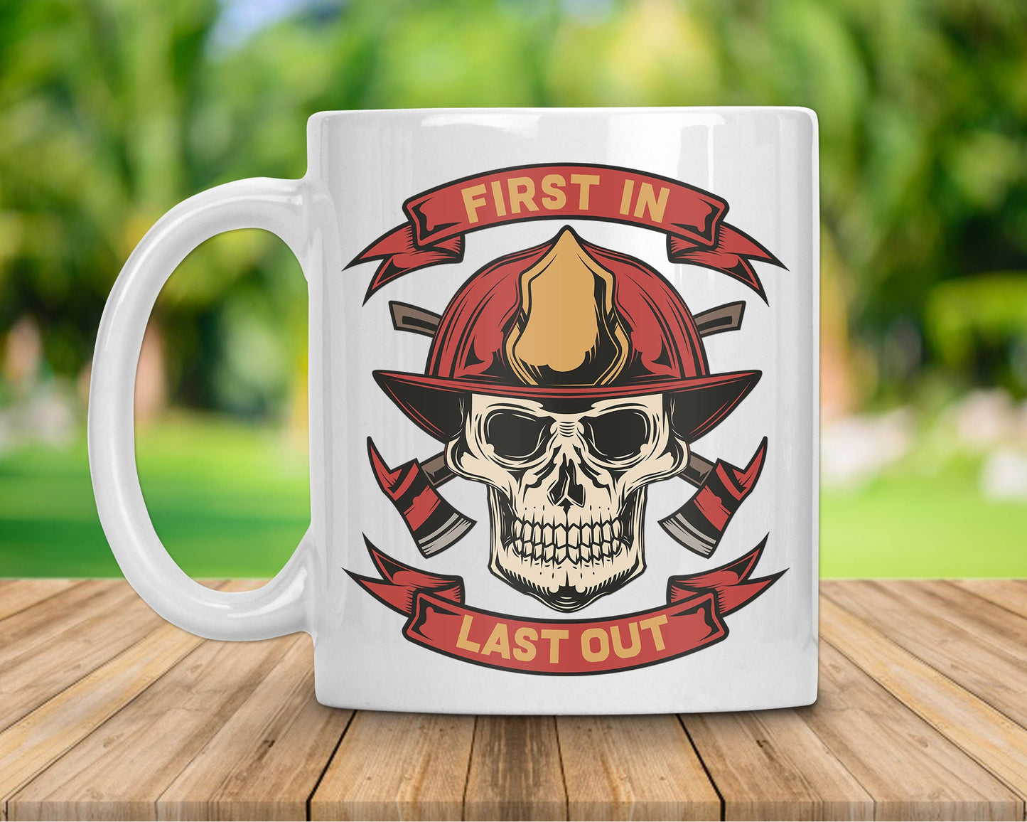 Firefighter Skull Coffee Mug