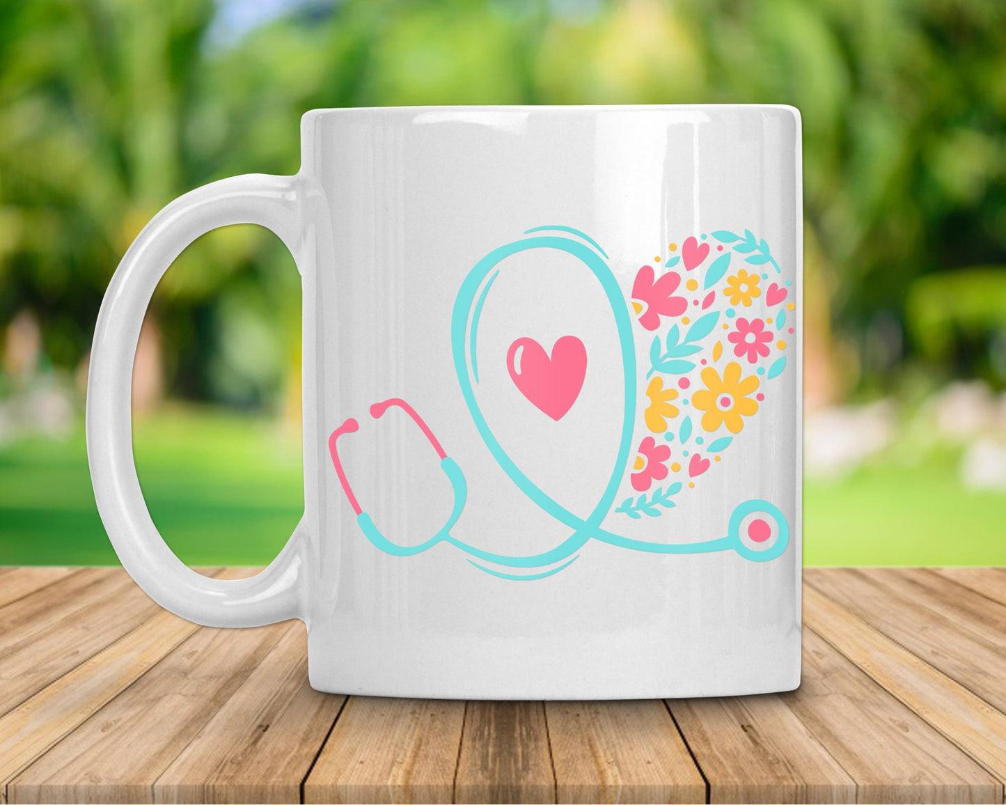 Floral Stethoscope Nursing Coffee Mug