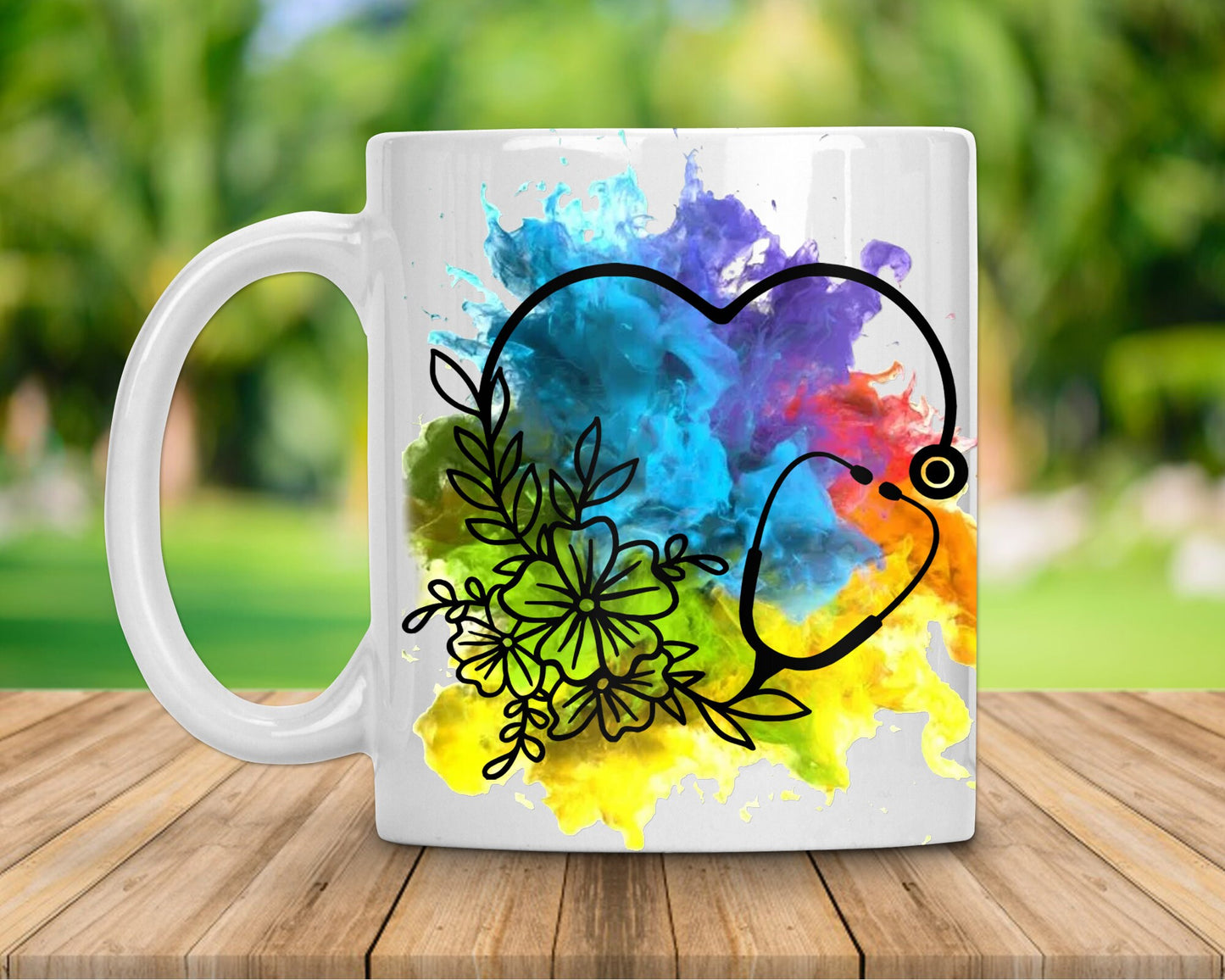Watercolor Stethoscope Nursing Coffee Mug