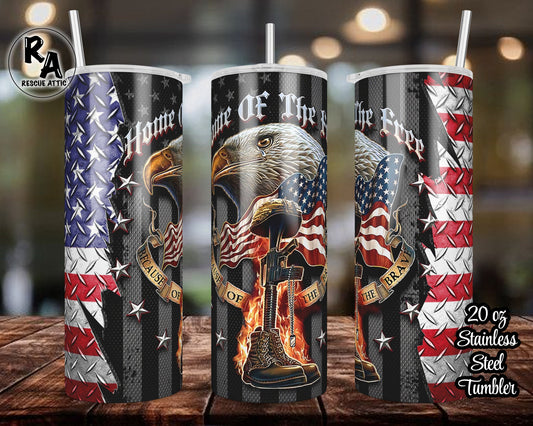 Home of the Free Because of the Brave 20oz Skinny Tumbler