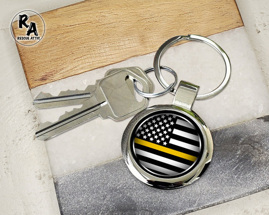 Thin Yellow Line Flag Keychain
