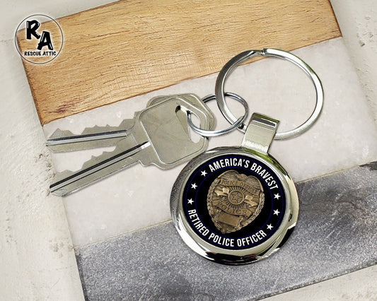 America's Bravest Retired Police Officer Keychain