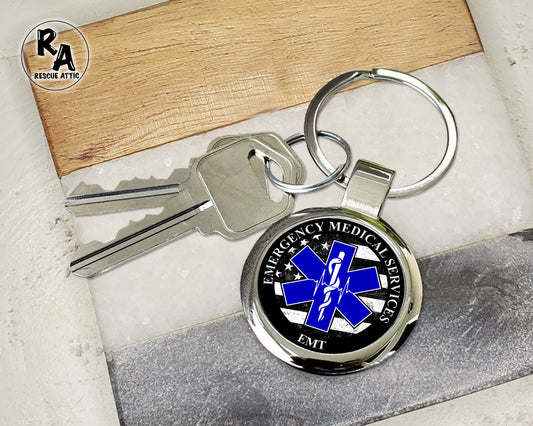 EMT Distressed Flag Keychain