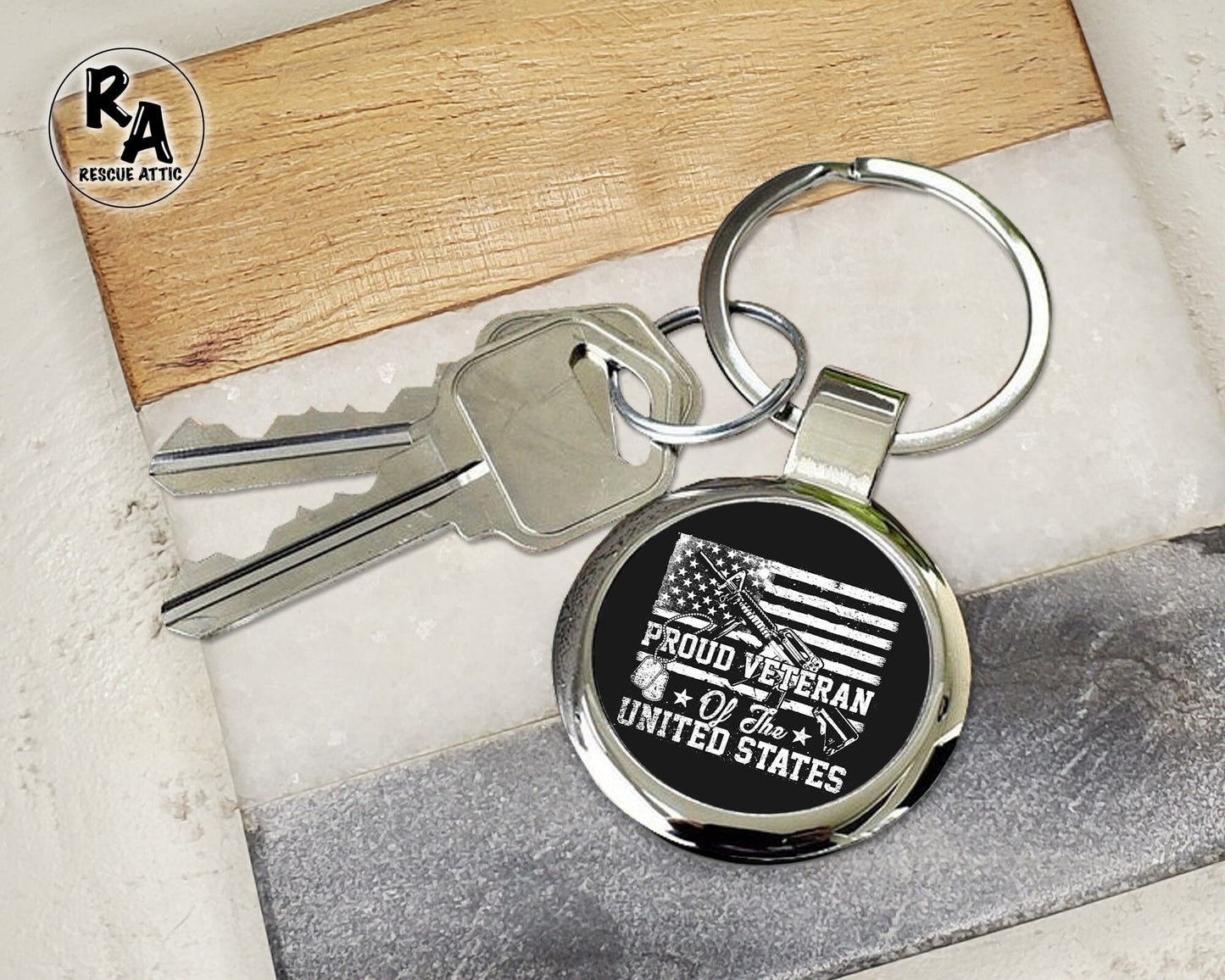 Proud Veteran of the United States Keychain