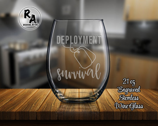 Deployment Survival Stemless Wine Glass