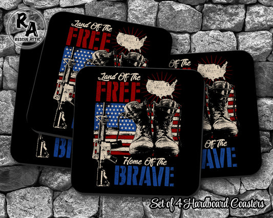 Land of the Free Home of the Brave Drink Coasters