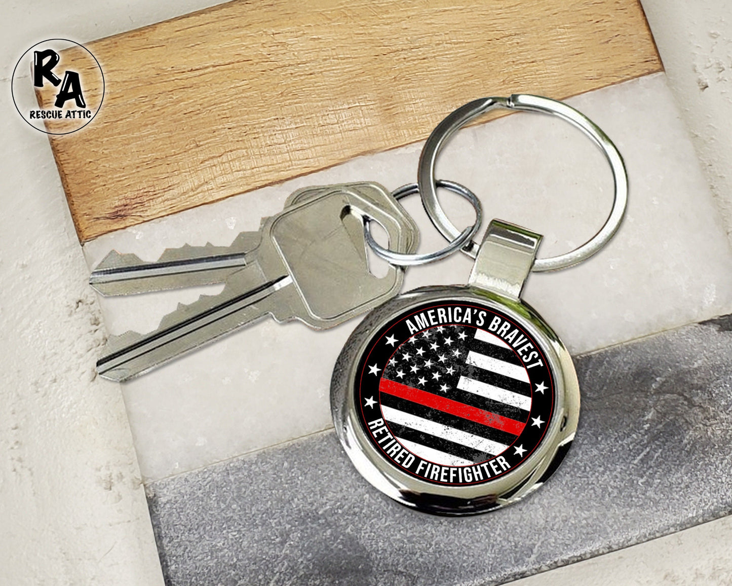 America's Bravest Retired Firefighter Keychain
