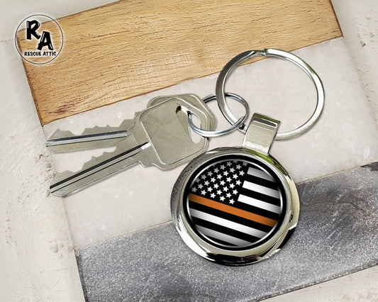 Thin Orange Line Flag Keychain