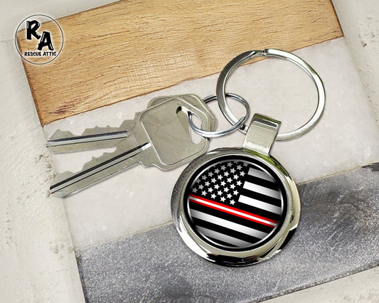 Thin Red White Line Flag Keychain