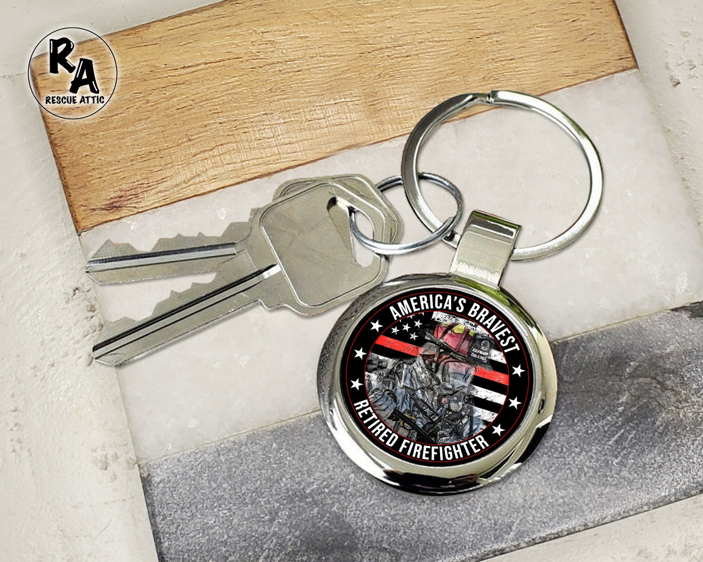 America's Bravest Retired Firefighter Keychain
