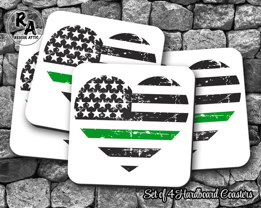 Thin Green Line Military Drink Coasters