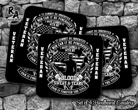 Blood Sweat & Tears Veteran Drink Coasters