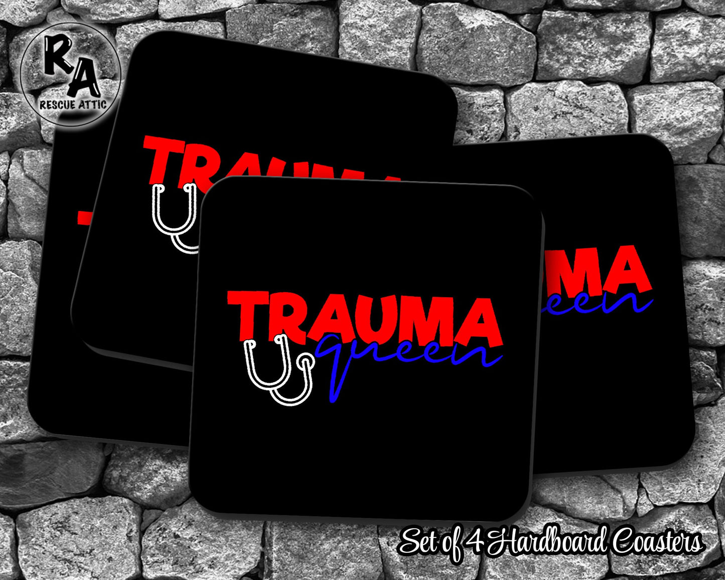 Trauma Queen Drink Coasters