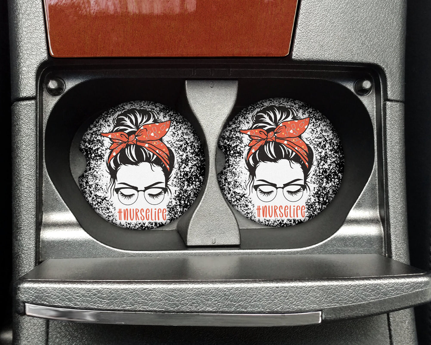 Messy Bun Nurse Life Car Coaster