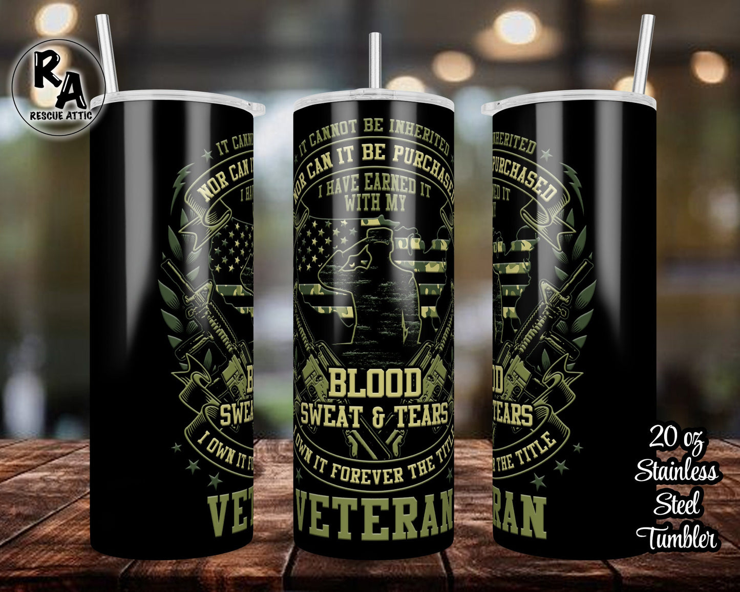 Blood Sweat & Tears Veteran 20oz Skinny Tumbler