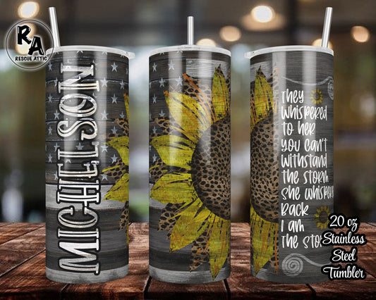 Thin Gray Line Sunflower 20oz Skinny Tumbler