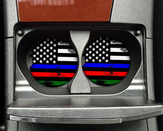 Thin Line Distressed Flag Car Coaster